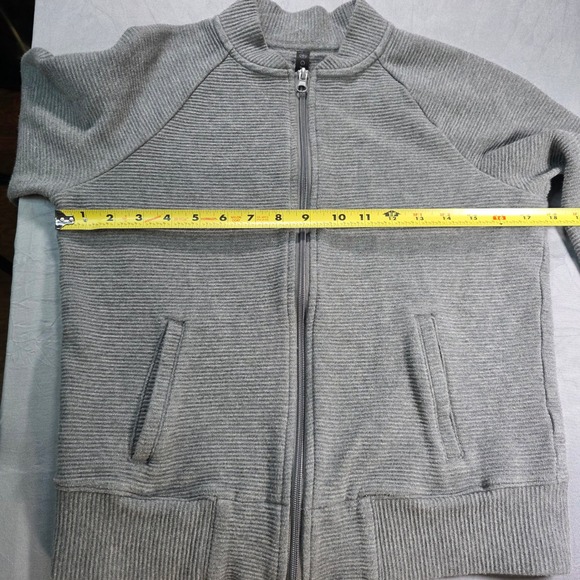 Gaiam Womens Small Heather Gray Ribbed Full Zip Bomber Track Jacket Mock Neck - Picture 3 of 9